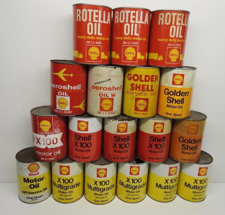 Large Group of Shell Quart Oil Cans (1 of 4)
