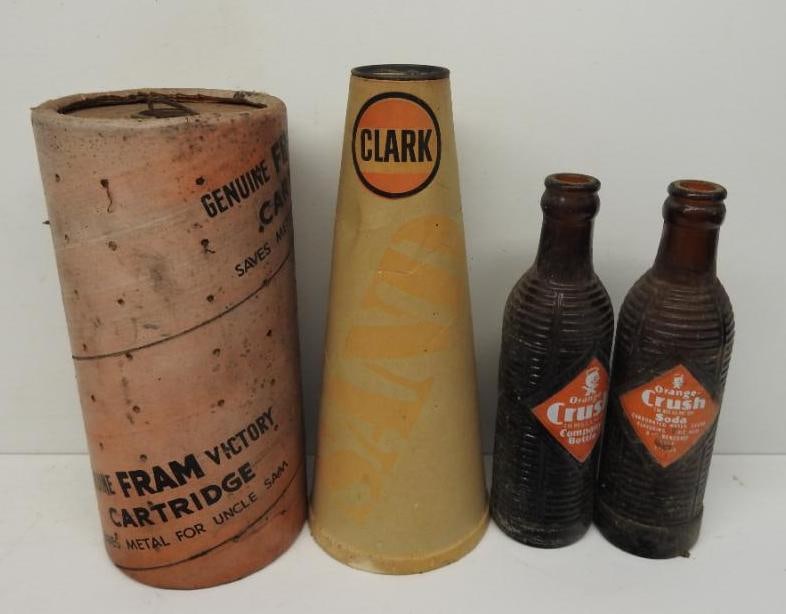 Clark, Fram, Crush Soda Containers: Various sizes and conditions