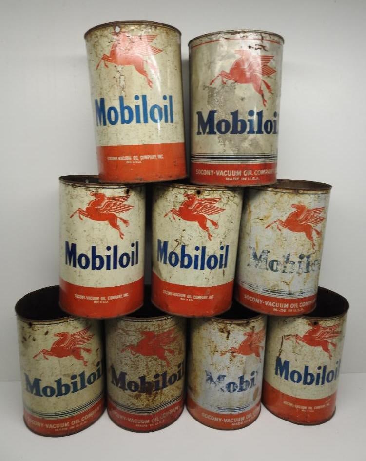 Group of Mobil Five Quart Oil Cans (1 of 2)