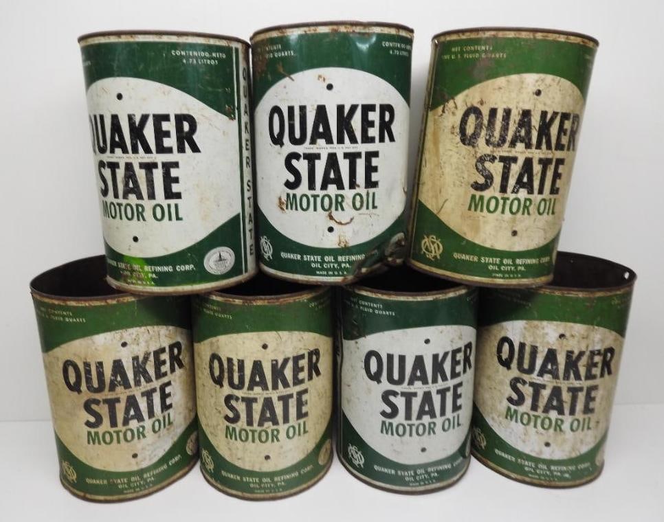 Group of Quaker State Five Quart Oil Cans (1 of 2)