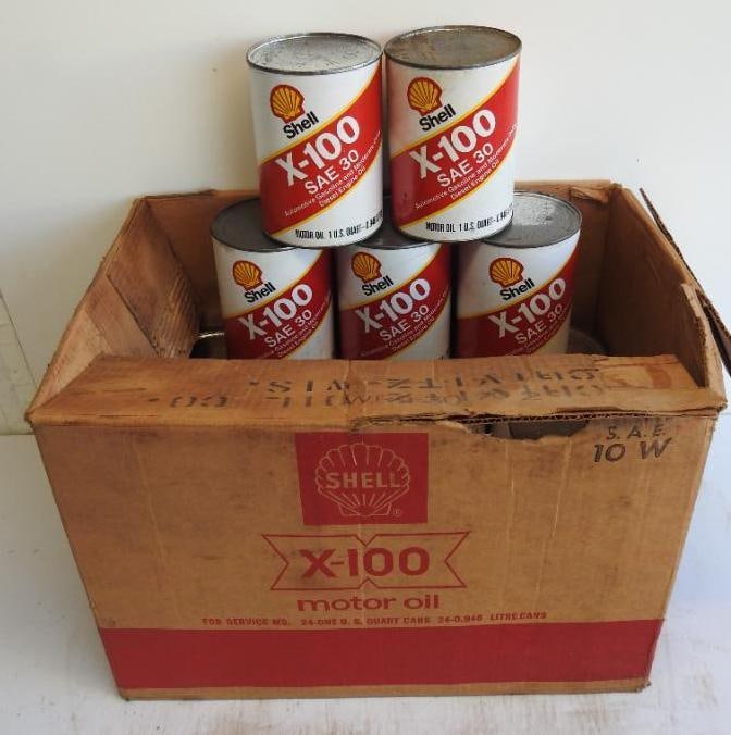 Shell X-100 Motor Oil Quart Can Case (1 of 3)