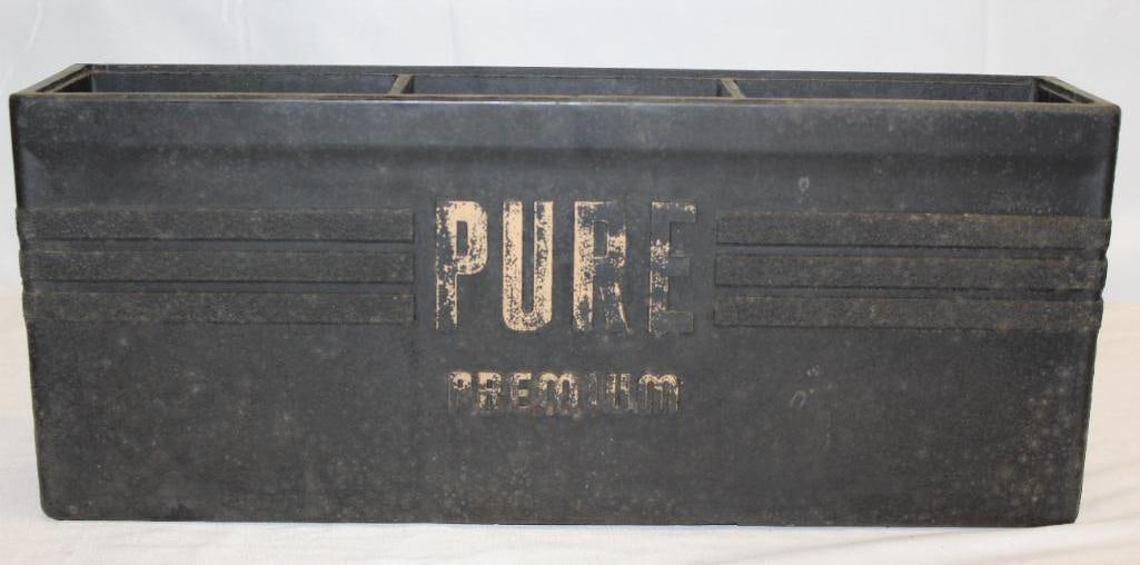 Pure Premium Service Station Advertising Battery Container: 19.5"x8"x4"; Ebonite