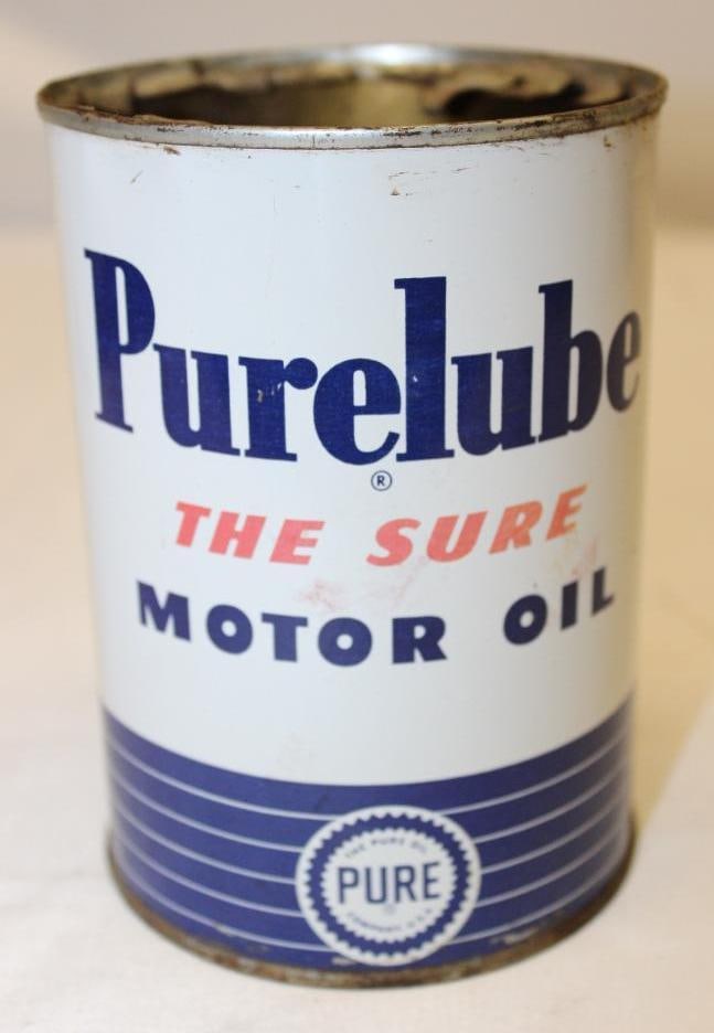 Pure Purelube Metal 1 Quart Motor Oil Can (1 of 3)