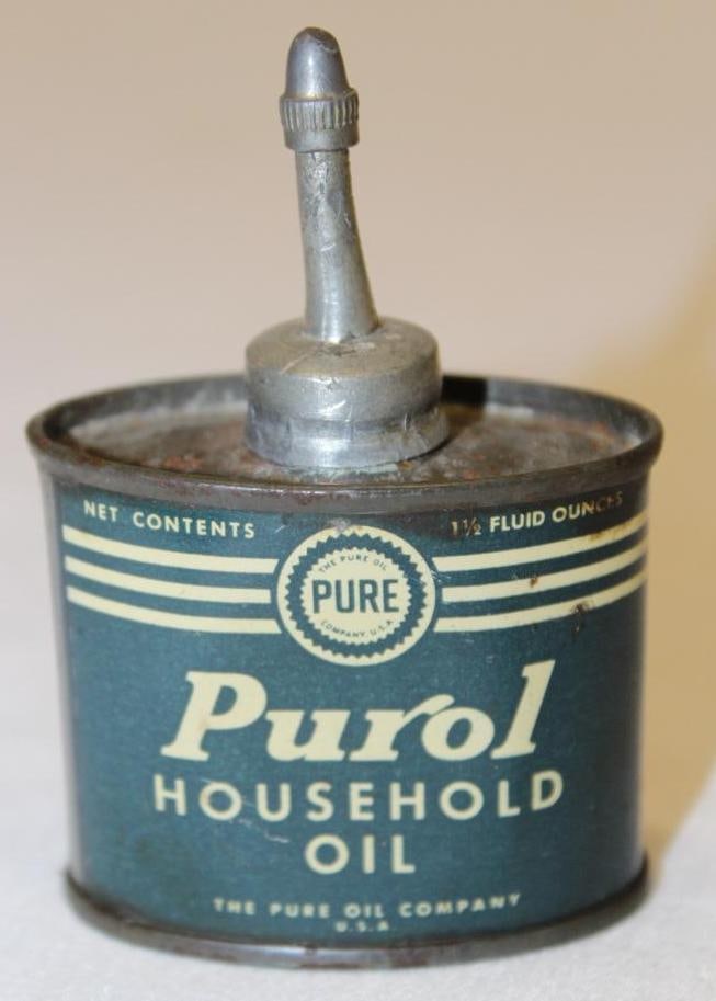 Pure Purol 1.5oz Lead Top Household Oiler Can (1 of 2)
