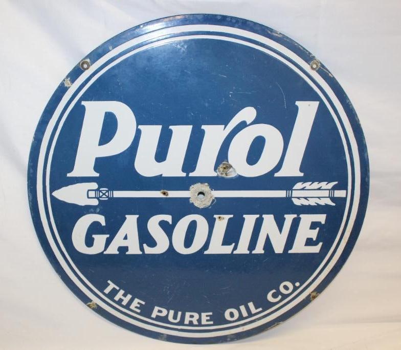 Pure Purol Gasoline Porcelain DSP Advertising Sign (1 of 16)