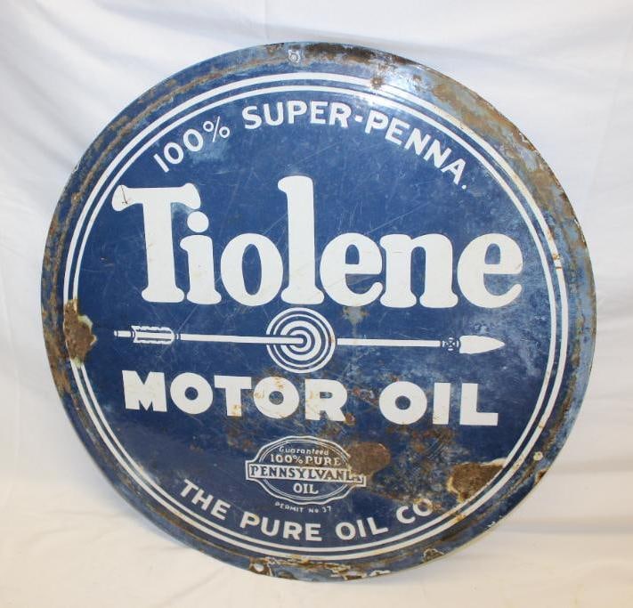 Pure Tiolene Motor Oil DSP Porcelain Advertising Sign (1 of 15)