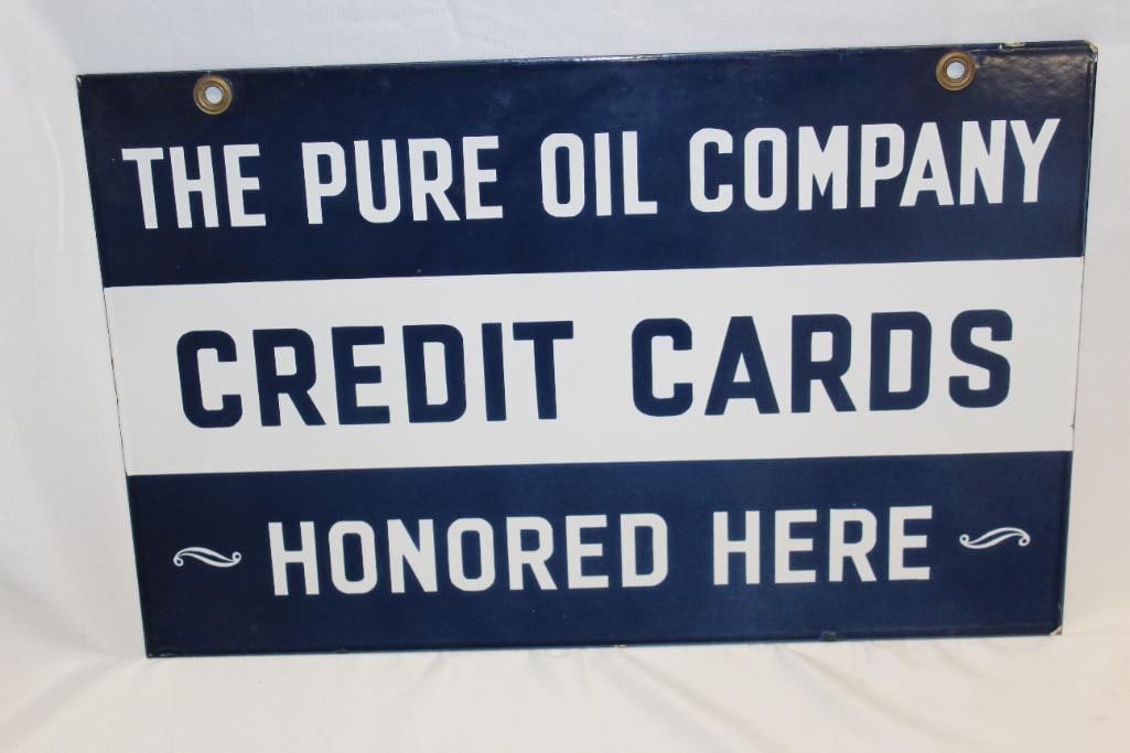 Pure Oil Co Credit Cards Porcelain Sign (1 of 11)
