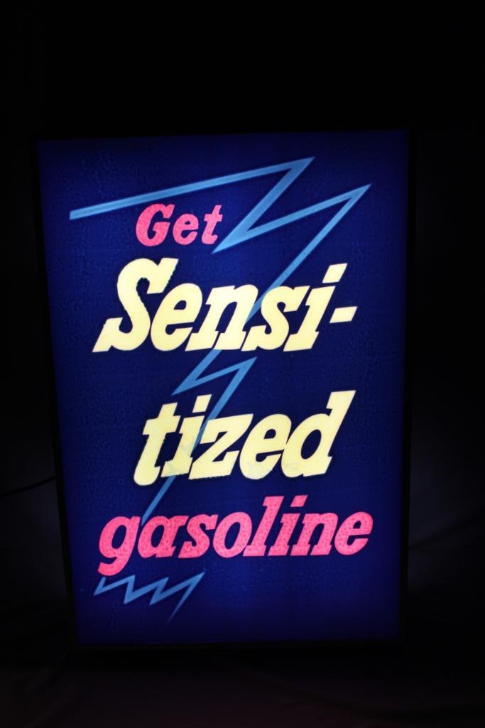 Pure "Get Sensitized Gasoline" Advertising Light-Up Sign (1 of 6)