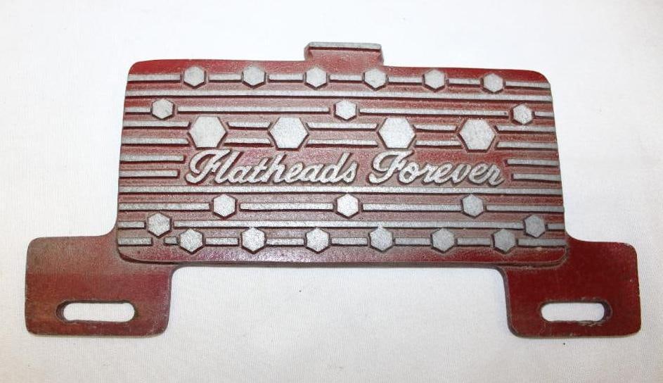 Flatheads Forever Ford Club Figural License Plate Topper: 9.5" x 4.5"
