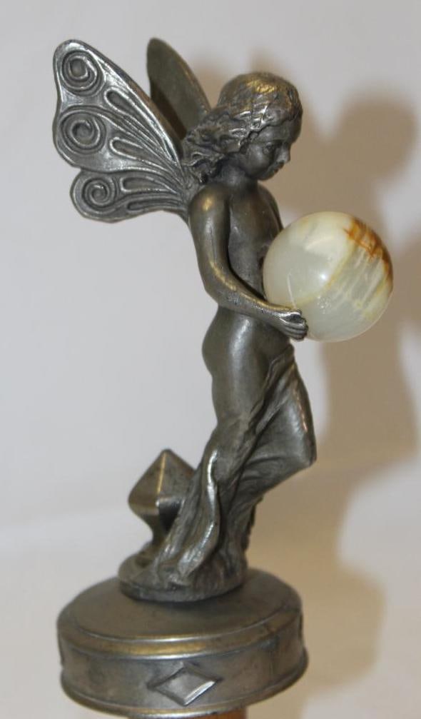 Fairy with Marble Globe Automobile Radiator Mascot Hood Ornament (1 of 6)