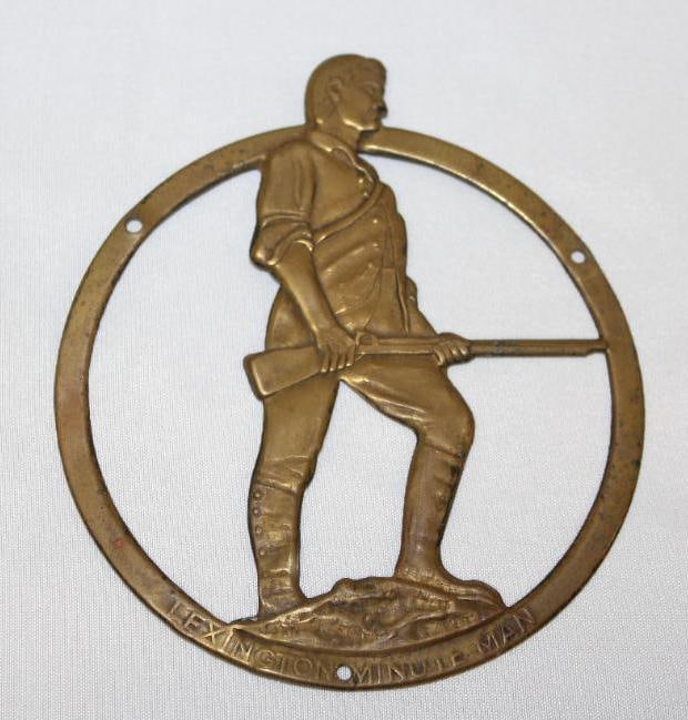 1920 Lexington Motor Car Co Minuteman Radiator Emblem Badge: 4.5" x 4"