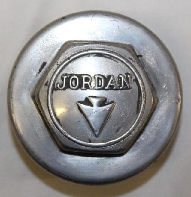 Jordan Motor Car Co Automobile Threaded Hubcap: 3.25" diameter