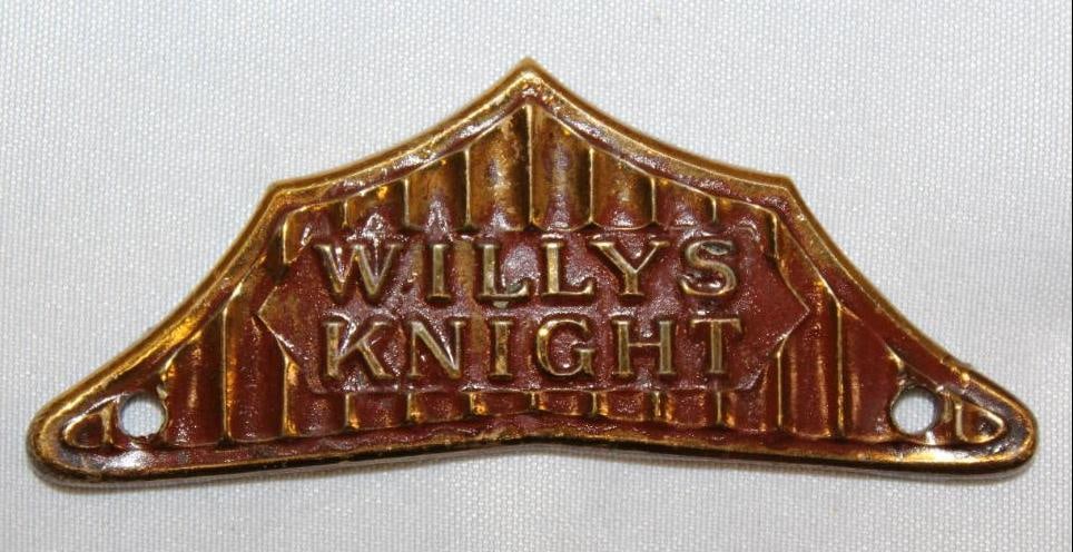 1929-1930 Willys Knight Radiator Emblem Badge: 2.75" x 1"