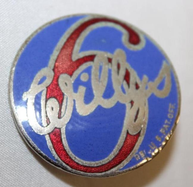1916-1919 Willys 6 Radiator Emblem Badge: cloisonne, 1.75" diameter