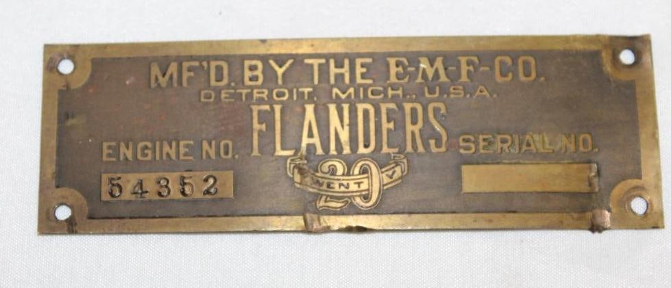 Flander's 20 Brass Serial Number Data Tag Emblem (1 of 2)