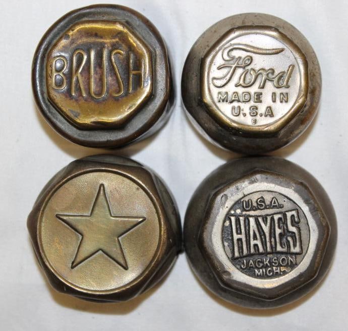 Group of 4 Ford, Hayes, Brush, Star Motor Car Co Automobile Threaded Hubcaps (1 of 3)