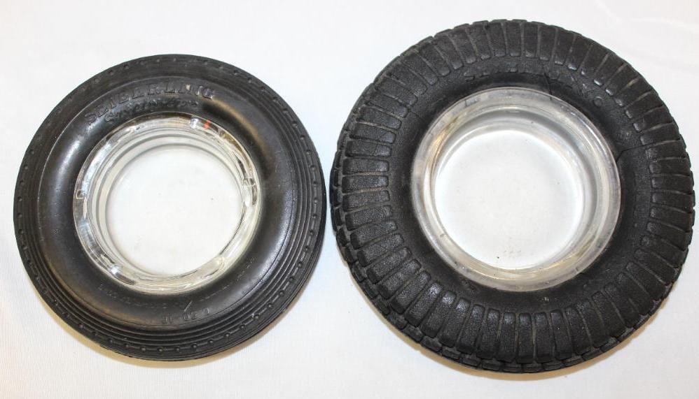 Group of 2 Seiberling Advertising Tire Ashtrays: 6.5" & 5.5"