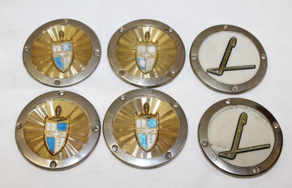 Group of 6 Lincoln Horn Button Emblems: 3" diameter each