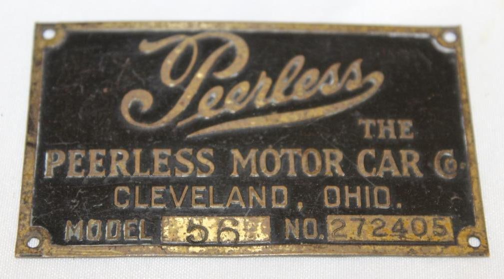 Brass Peerless Serial Number Data Tag Emblem (1 of 2)