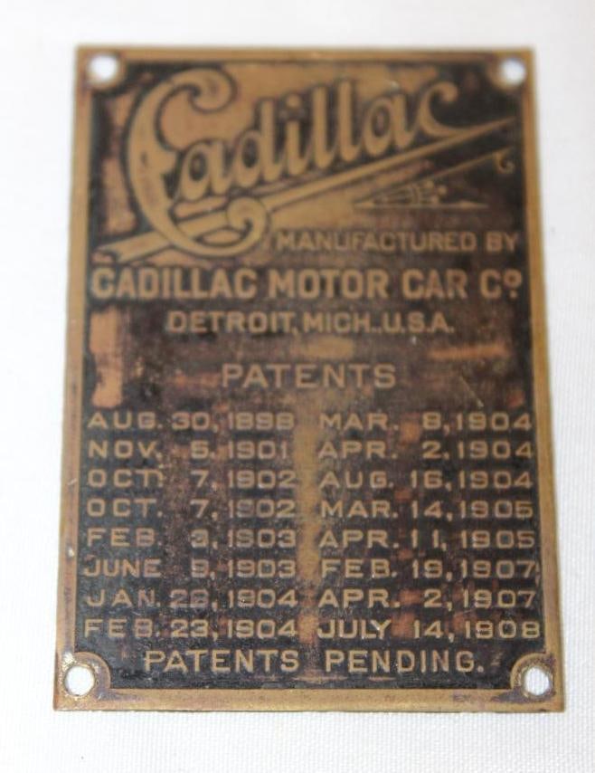 1908 Brass Cadillac Serial Number Data Tag Emblem (1 of 2)