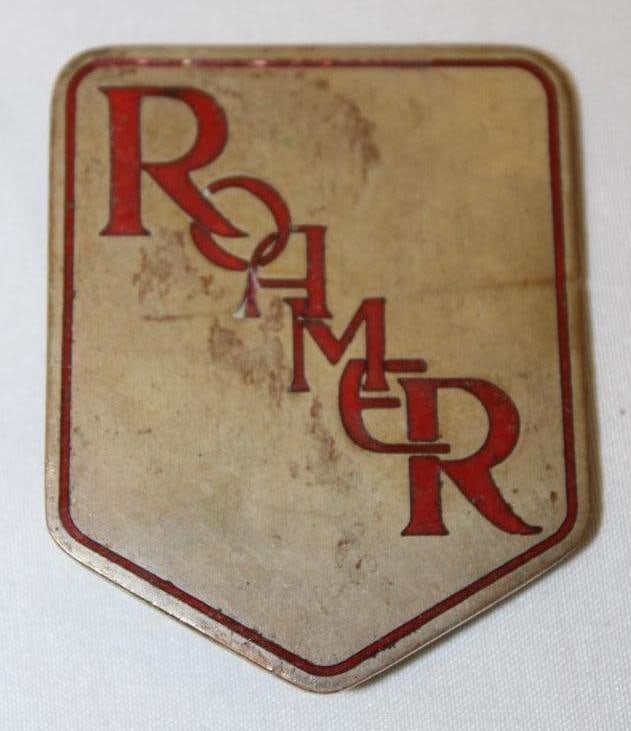 1925 Roamer Motor Car Co Radiator Emblem Badge: cloisonne, 2.5" x 2"