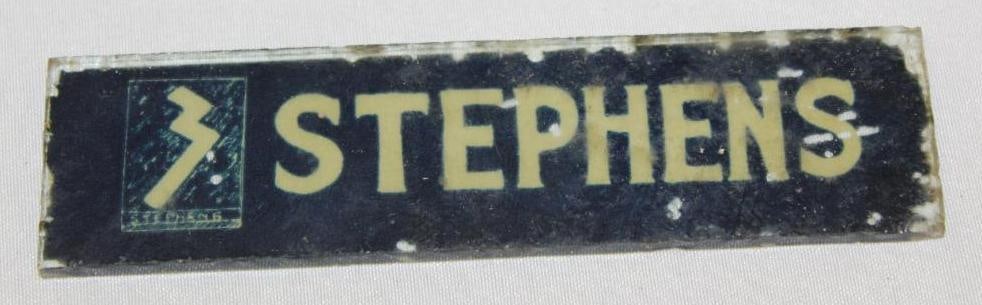 1922-1924 Stephens Motor Car Co Glass Emblem Badge: 4.25" x 1"