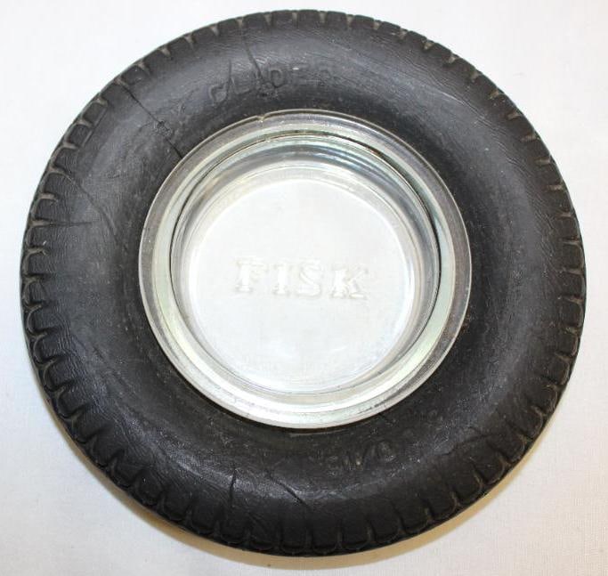 Fisk Glider Advertising Tire Ashtray w/ Embossed Clear Glass Center (1 of 4)