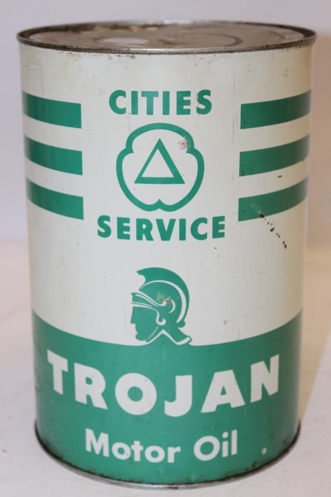 Cities Service Trojan Metal 5 Quart Motor Oil Can (1 of 3)