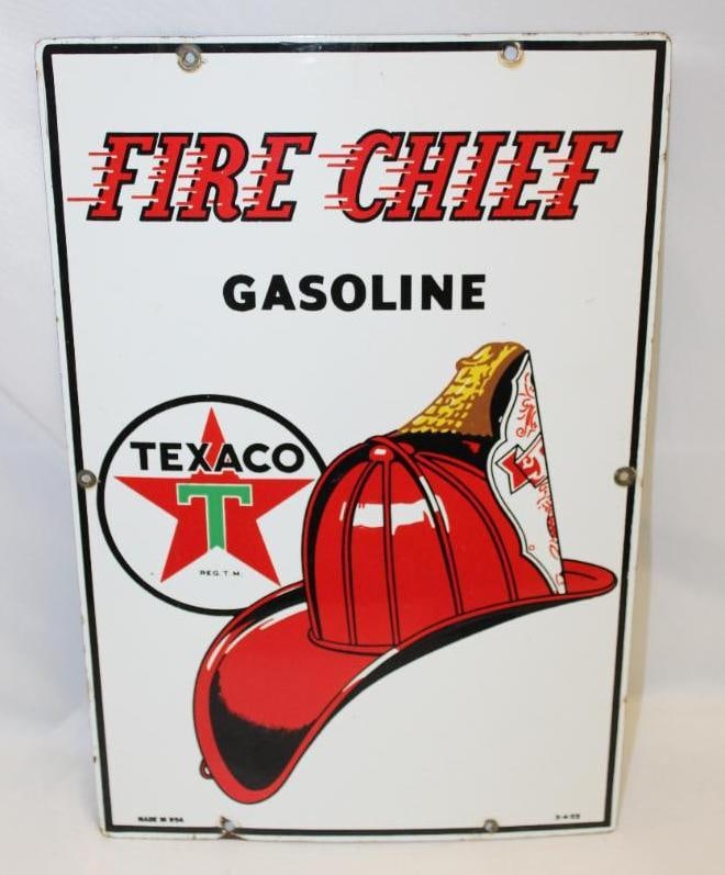 Texaco Fire Chief Porcelain Pump Plate Sign (1 of 5)