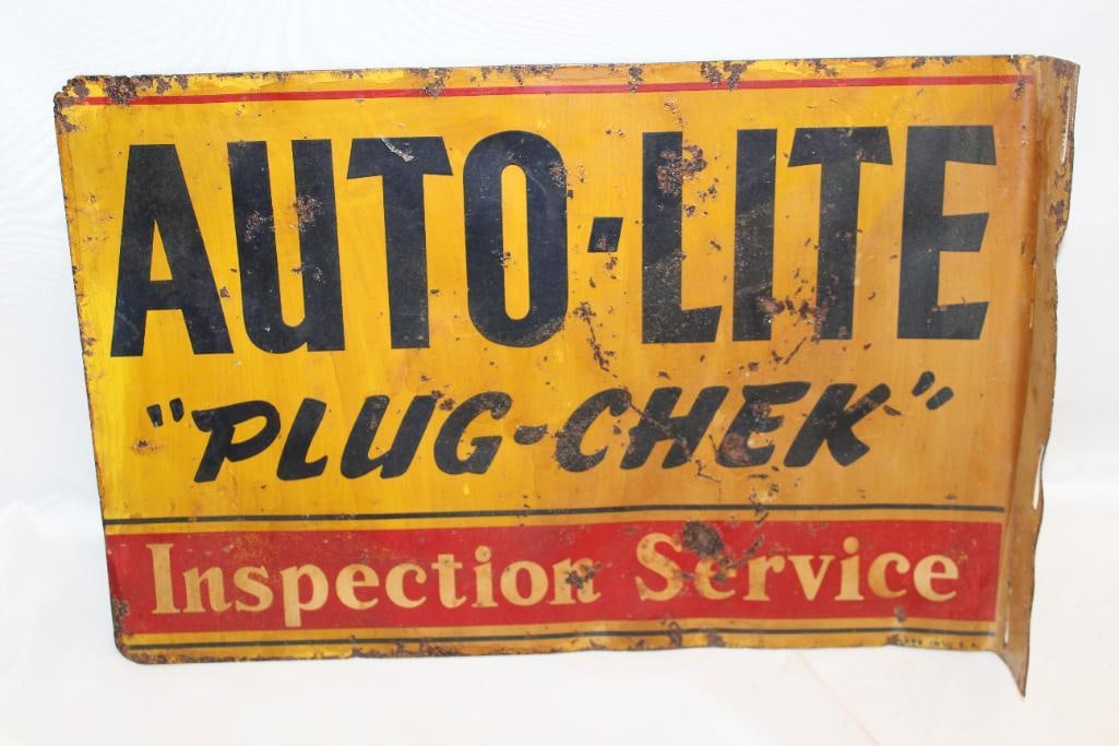 Auto-lite Spark Plug Advertising Flange Sign (1 of 8)