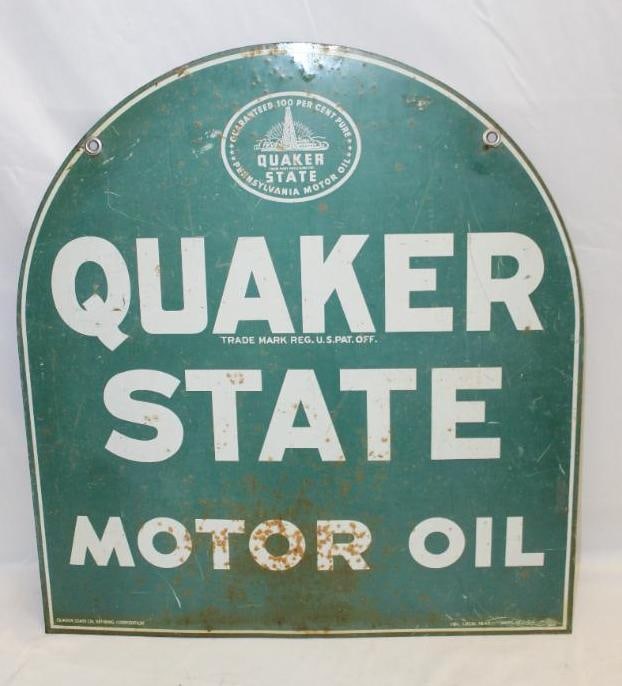 Double Sided Quaker State Motor Oil Tombstone Sign (1 of 11)