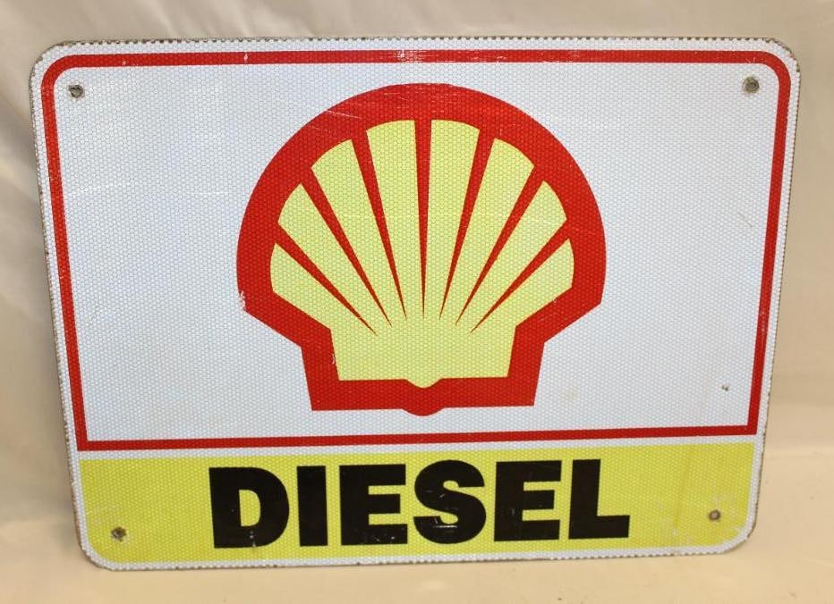 Shell Diesel Advertising Interstate Highway Reflector Sign (1 of 2)