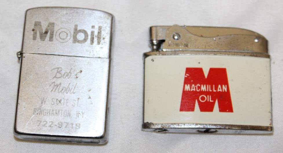 Group of 2 Service Station Advertising Lighters MacMillian and Mobil (1 of 3)