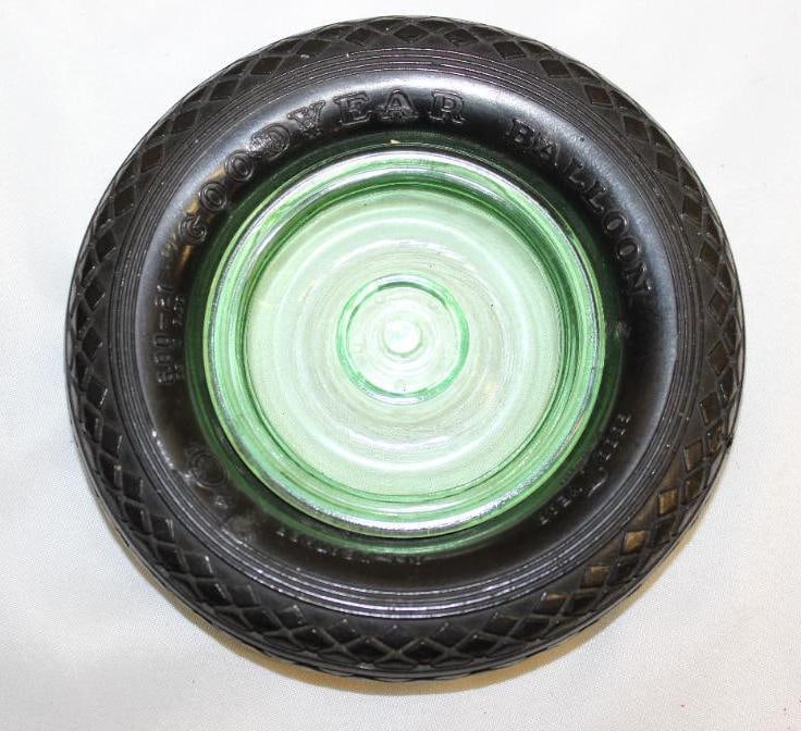 Goodyear Balloon Advertising Tire Ashtray Green Glass Center (1 of 3)