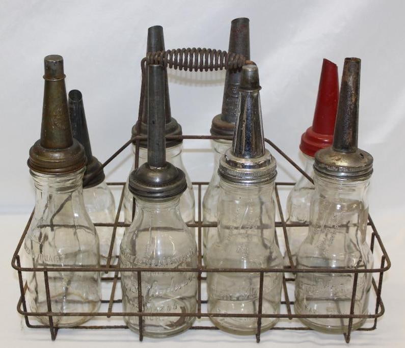 Rack of 8 One Quart Oil Bottles with Spouts (1 of 6)