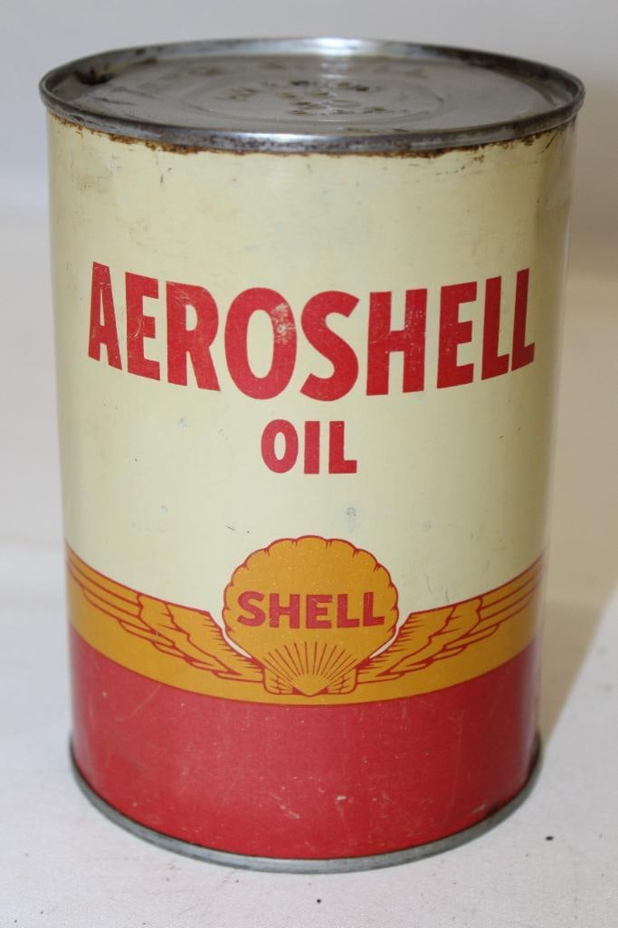 Shell Aeroshell Metal One Quart Aviation Motor Oil Can (1 of 3)