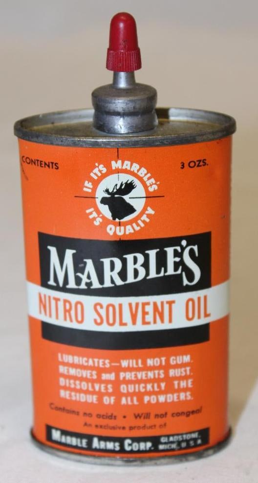 Marble's 3oz Lead Top Oiler Can: 4.5"x1.25"x2"; Light Scratches and wear