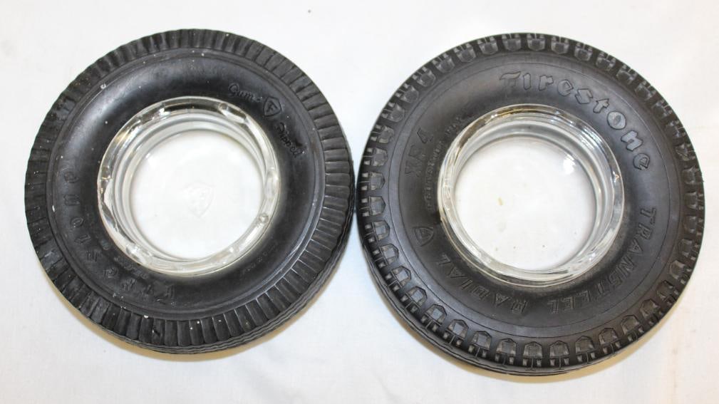 Group of 2 Firestone Advertising Tire Ashtrays (1 of 4)