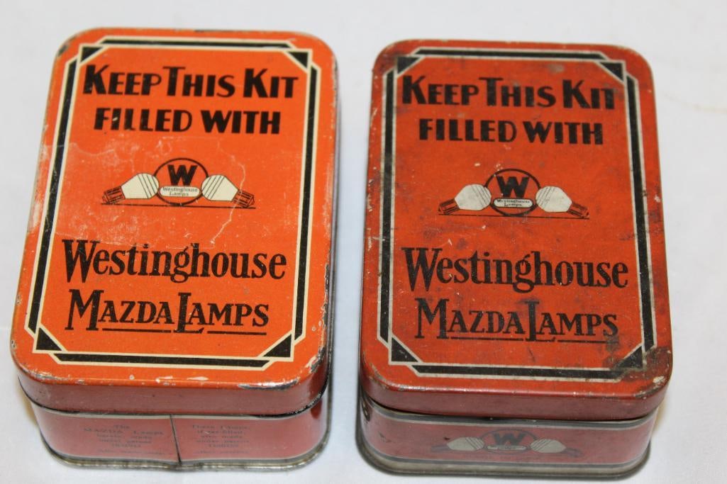 Group of 2 Westinghouse Mazda Automobile Lightbulb Tin Cans (1 of 4)