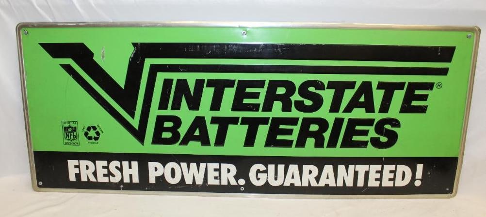 Interstate Batteries Embossed Metal Advertising Sign (1 of 5)