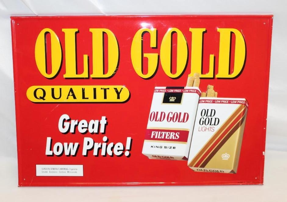 Old Gold Embossed Cigarette Advertising Sign: 17" x 25.5"