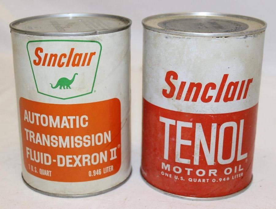 Group of 2 Sinclair Tenol & ATF 1 Quart Motor Oil Cans (1 of 2)