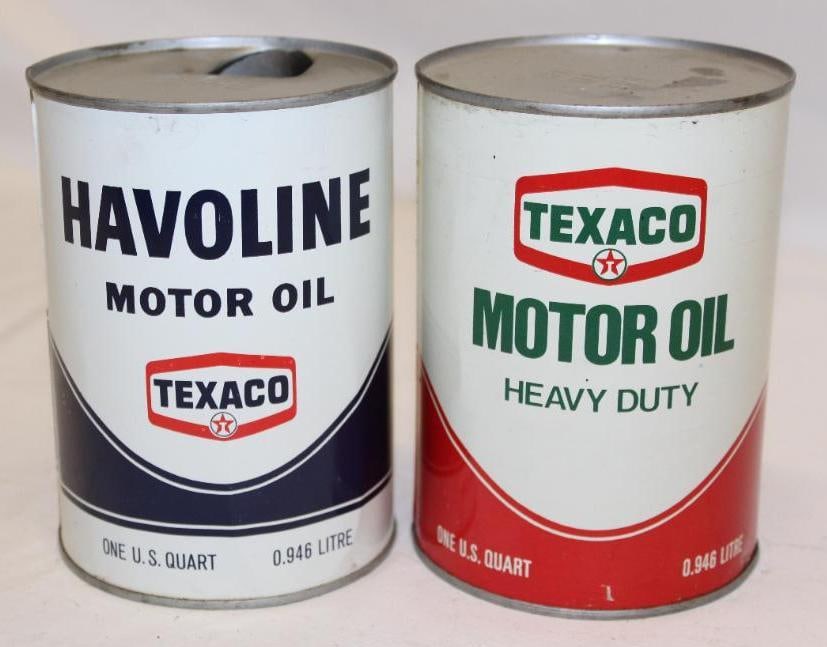 Group of 2 Texaco, Havoline Metal 1 Quart Motor Oil Cans (1 of 2)