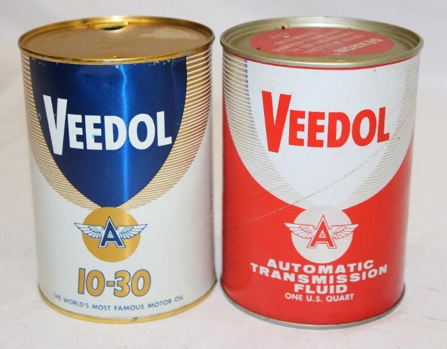 Group of 2 Veedol Flying A 1 Quart Oil Cans & ATF (1 of 3)