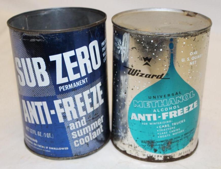 Group of 2 Metal 1 Quart Antifreeze Cans Subzero & Wizard (1 of 2)