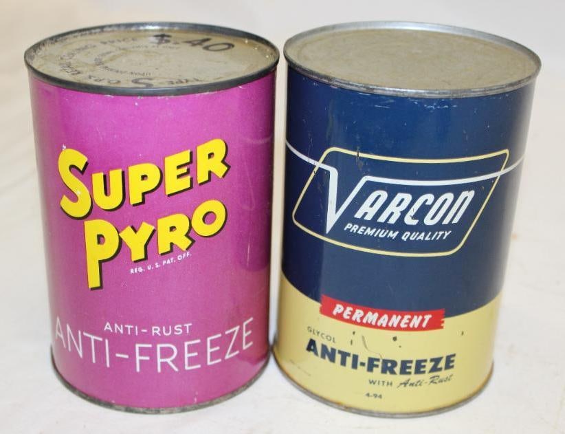 Group of 2 Super Pyro & Varcon Metal 1 Quart Antifreeze Cans (1 of 2)