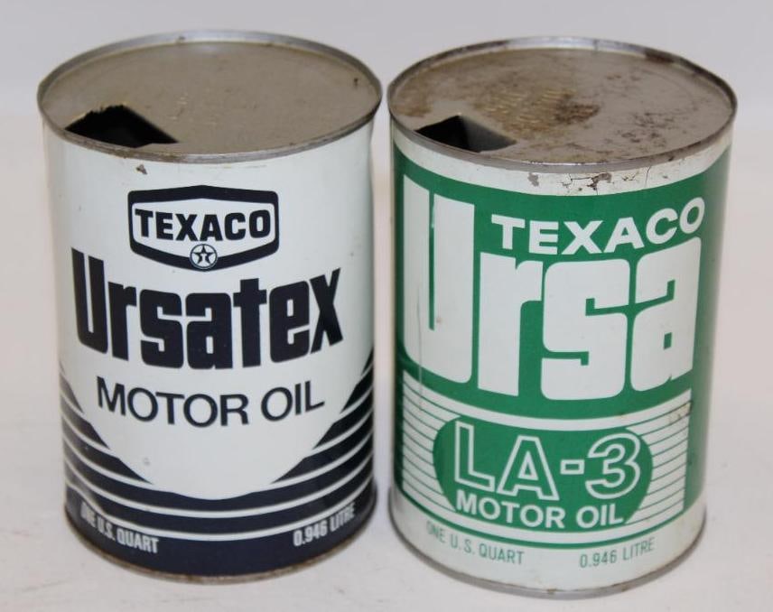 Group of 2 Texaco Ursa Metal 1 Quart Motor Oil Cans (1 of 2)