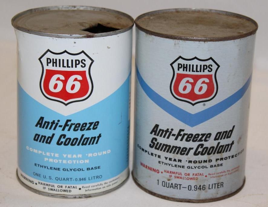 Group of 2 Phillips 66 Antifreeze Metal 1 Quart Cans (1 of 2)
