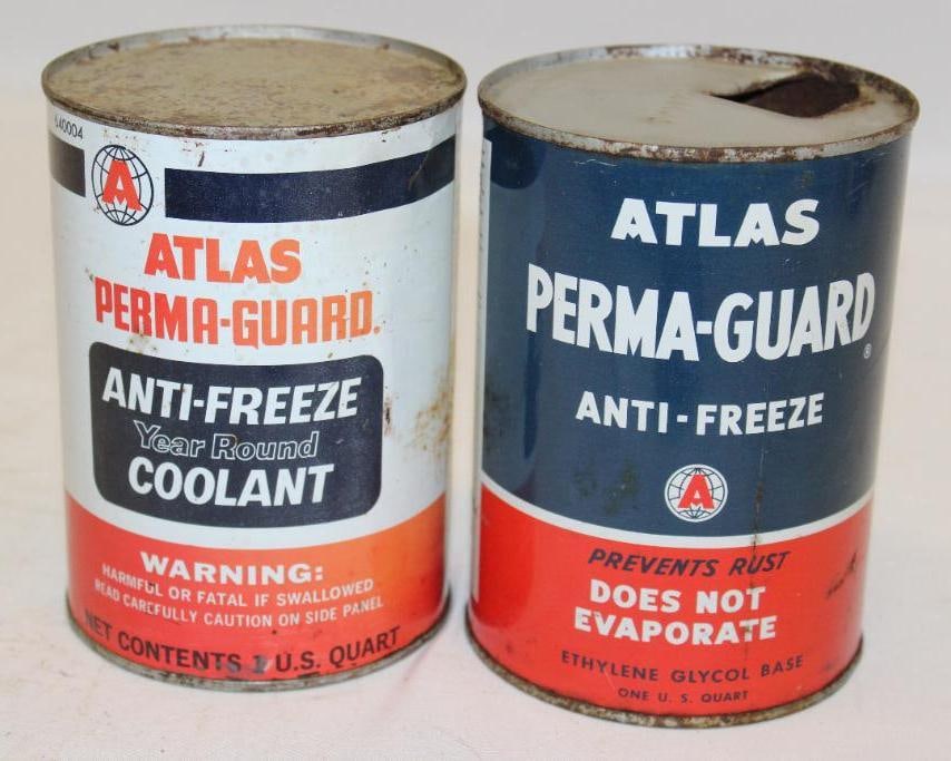 Group of 2 Atlas Metal 1 Quart Antifreeze Cans (1 of 2)