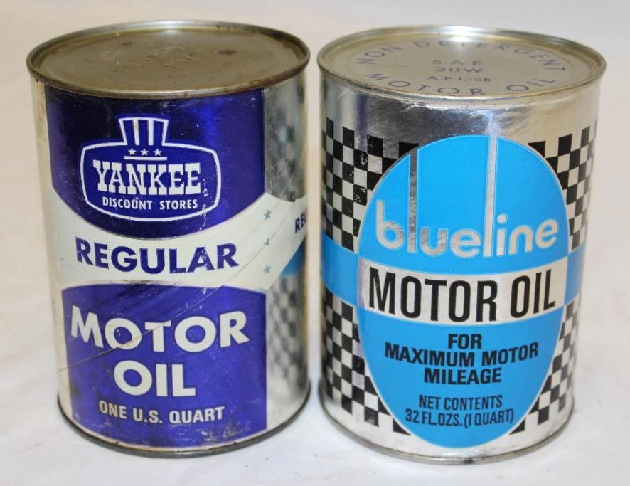 Group of 2 1 Quart Motor Oil Cans Yankee and Blueline (1 of 2)
